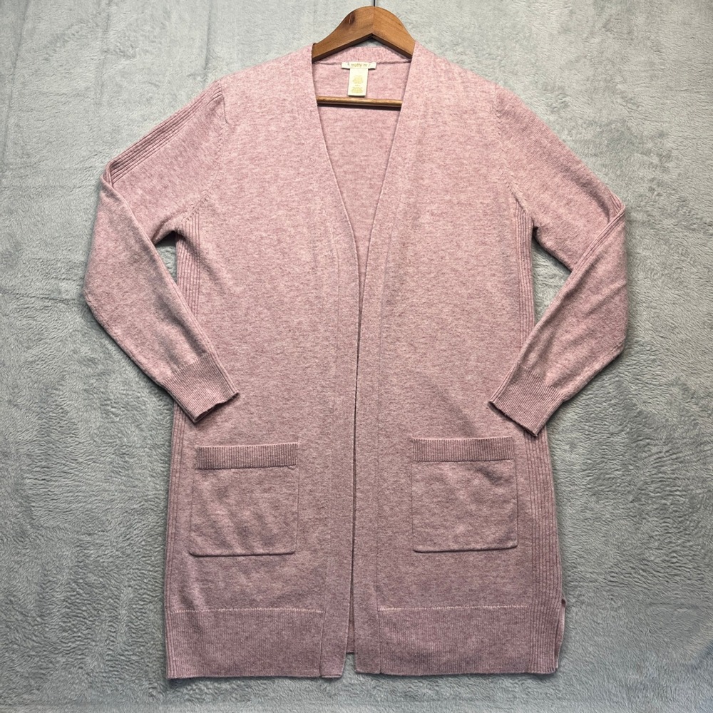Matty M Cardigan Women Soft Pink Open Front Longline‎ Ribbed Medium